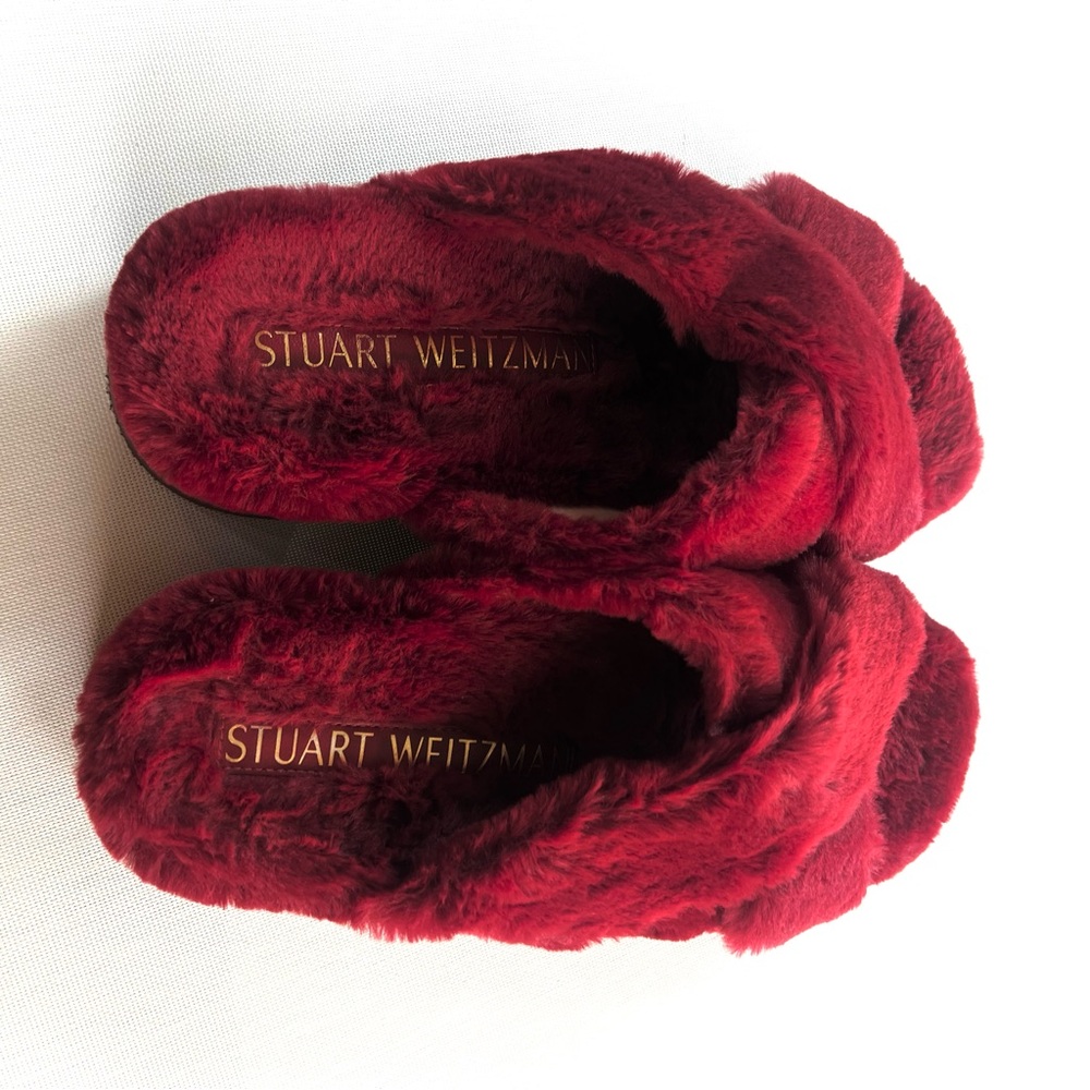 Stuart Weitzman Roza Lift Chill Furry Platform Slipper Slides Size 8.5 - Picture 5 of 9